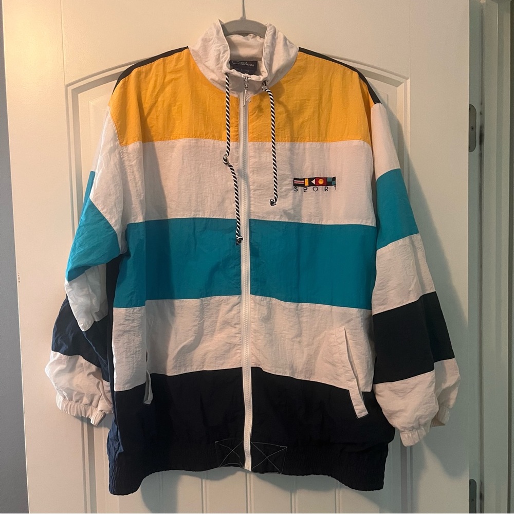 Vintage Sail / Sailor Striped Windbreaker - Large L